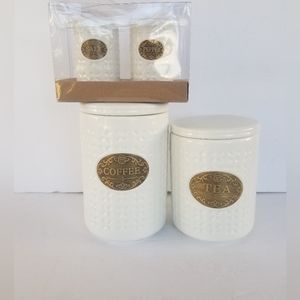 THL Shabby Chic Ceramic Coffee/Tea/Salt Canister Set - Modern Vintage Kitchen